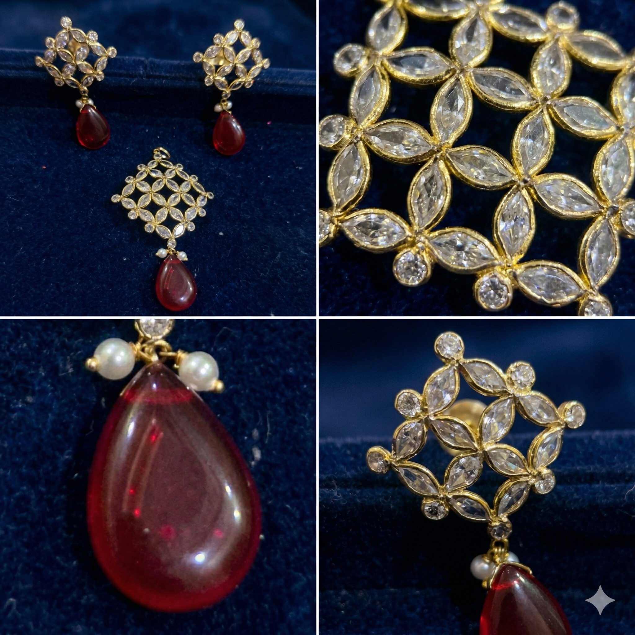 Polki Stones Pendant Set